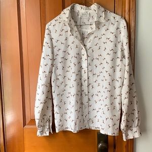Vintage button down blouse — greyhound pattern